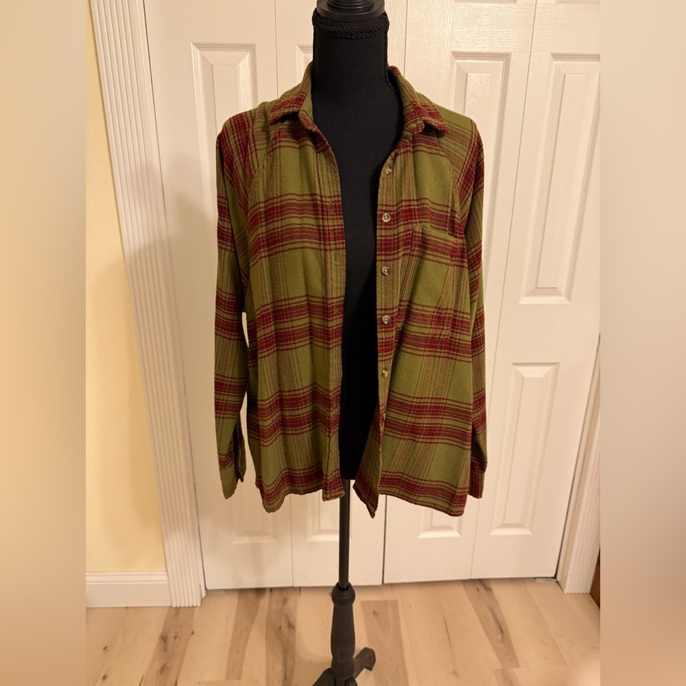 SO Green and Red Plaid Shirt